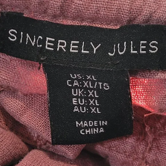 COMFY SINCERLY JULES LINEN BLEND WOMEN'S CARGO PANTS EUC XL - Picture 8 of 8